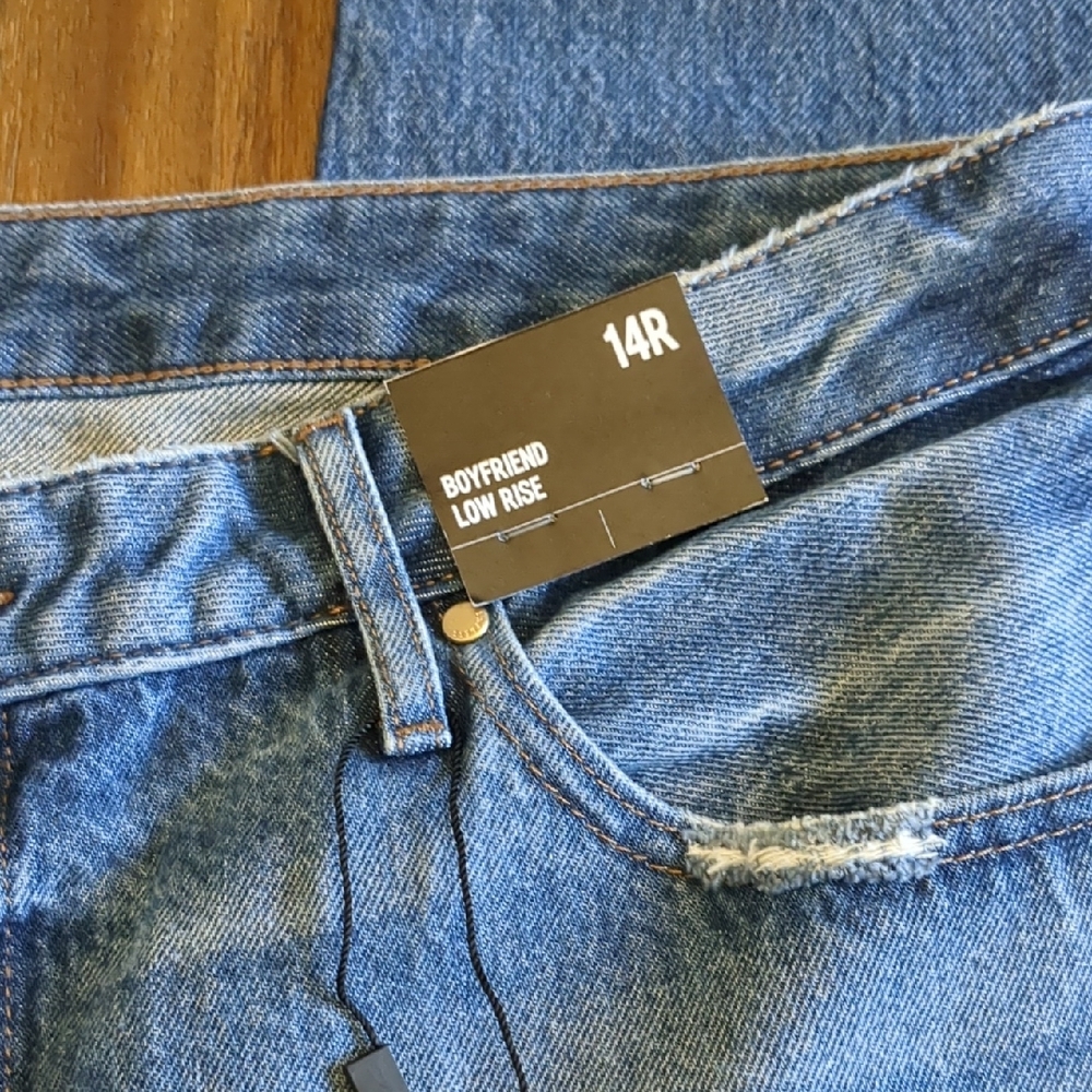 Boyfriend Low Rise Blue Jeans Express 14 R Womens NWT